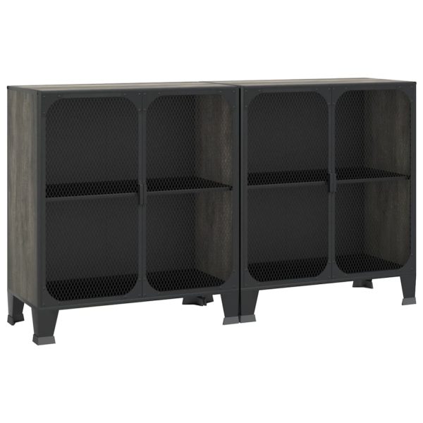 Armários arrumação 2pcs 72x36x82 cm metal e MDF cinzento - Image 2