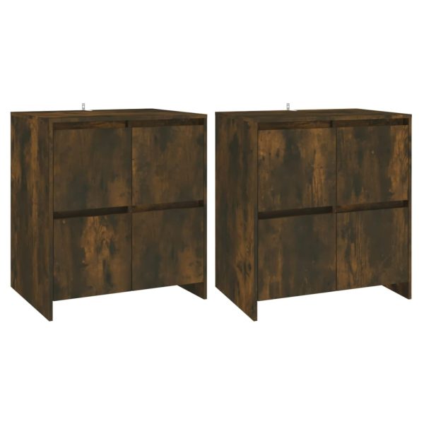 Aparadores 2 pcs 70x41x75 cm aglomerado carvalho fumado - Image 2