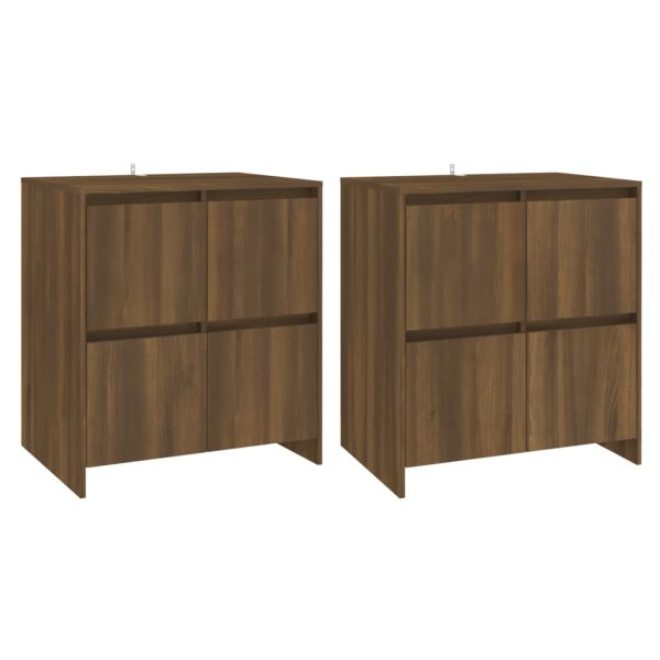 Aparadores 2 pcs 70x41x75 cm aglomerado carvalho castanho - Image 2