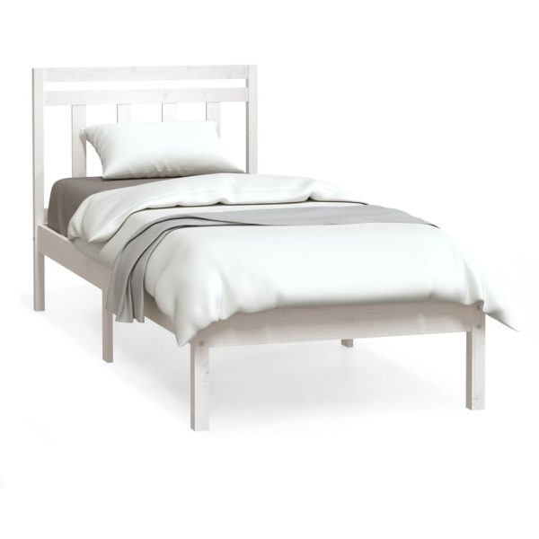 Estrutura cama de solteiro 90x190 cm madeira maciça branco - Image 2