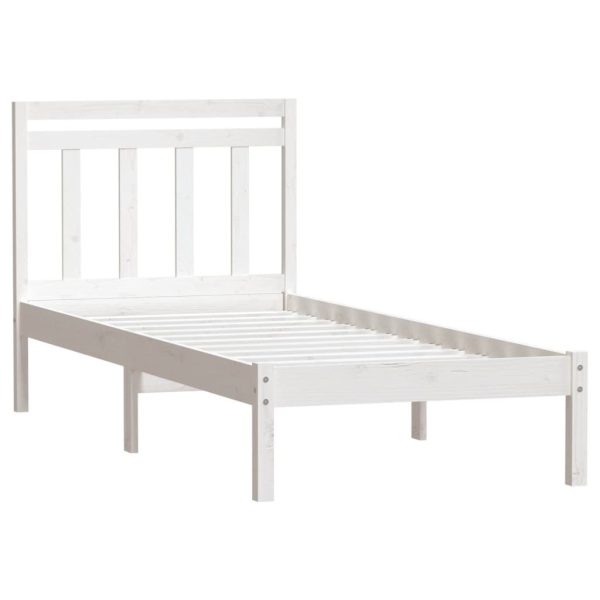 Estrutura cama de solteiro 90x190 cm madeira maciça branco - Image 3