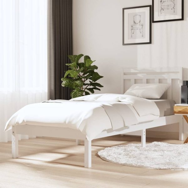 Estrutura cama de solteiro 90x190 cm madeira maciça branco