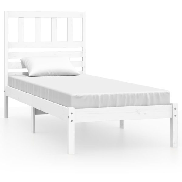 Estrutura de cama pequena solteiro 75x190cm pinho maciço branco - Image 2