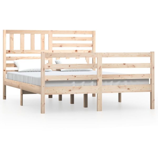 Estrutura de cama 140x190 cm madeira maciça - Image 2
