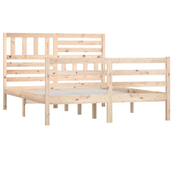 Estrutura de cama 140x190 cm madeira maciça - Image 3