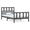 Estrutura de cama 100x200 cm madeira maciça cinzento - Image 2