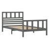 Estrutura de cama 100x200 cm madeira maciça cinzento - Image 3