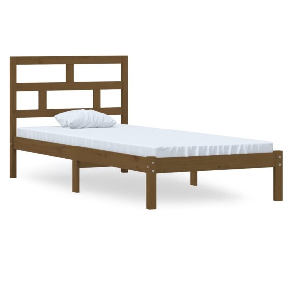 Estrutura de cama 100x200 cm madeira pinho maciço castanho mel - Image 2