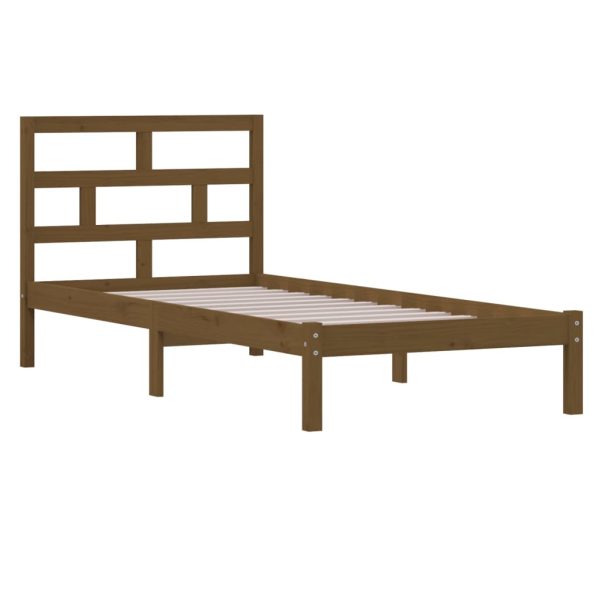 Estrutura de cama 100x200 cm madeira pinho maciço castanho mel - Image 3