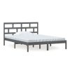 Estrutura de cama king 150x200 cm madeira maciça cinzento - Image 2