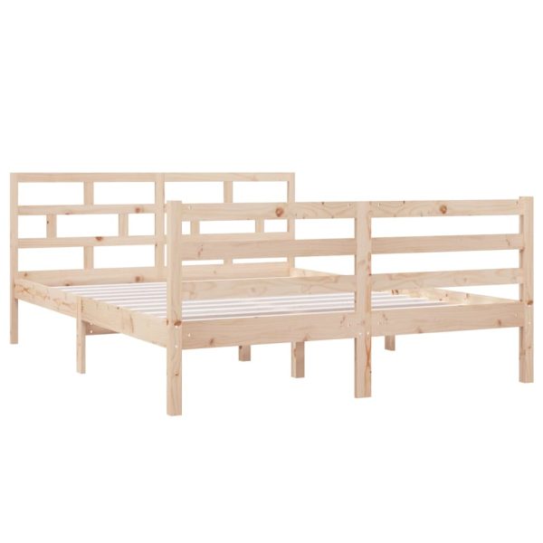 Estrutura de cama 140x190 cm madeira de pinho maciça - Image 3