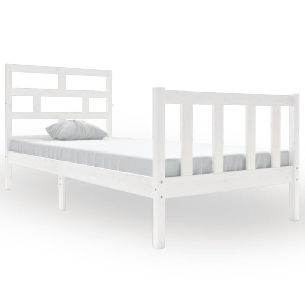 Estrutura de cama 90x200 cm madeira de pinho maciça branco - Image 2
