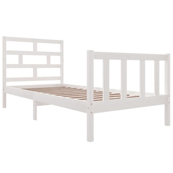 Estrutura de cama 90x200 cm madeira de pinho maciça branco - Image 3