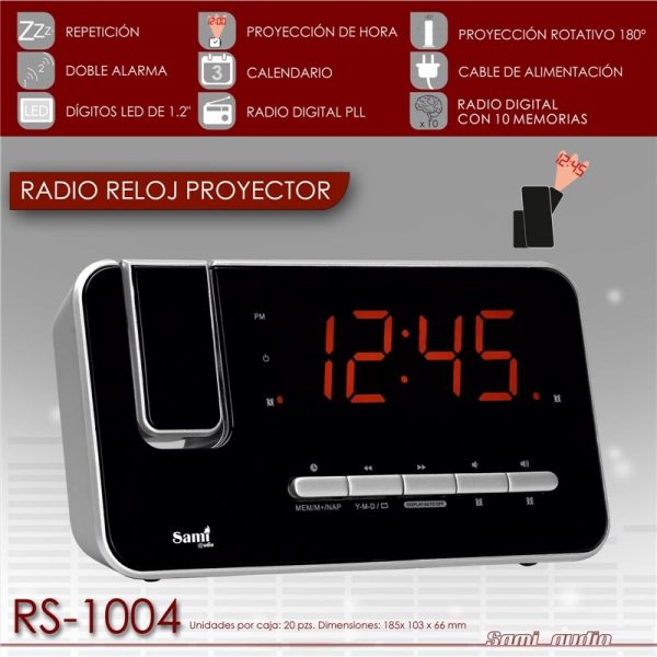 RADIO RELOJ SAMI RECT. PROYECTOR ROTATIV 2 AL.MEM
