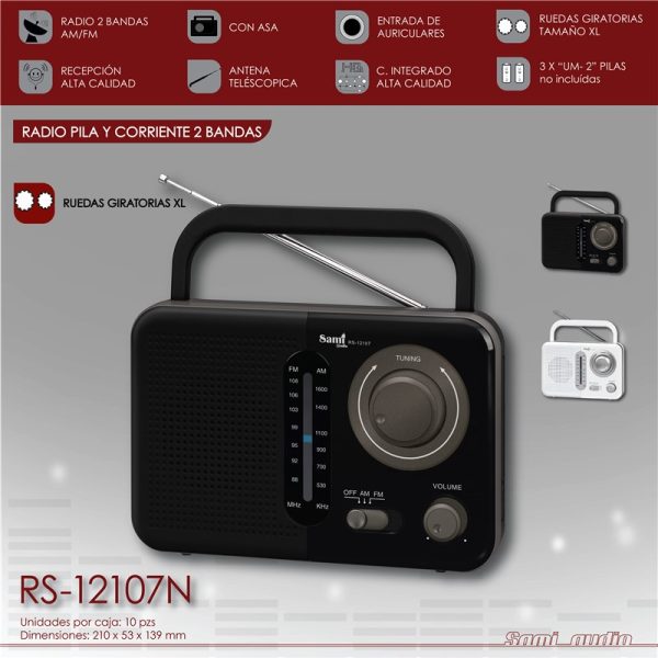 RADIO SAMI AC/DC NEGRO/PLATA 2 BANDAS RUEDA XL