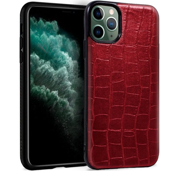 Carcasa COOL para iPhone 11 Pro Max Leather Crocodile Rojo