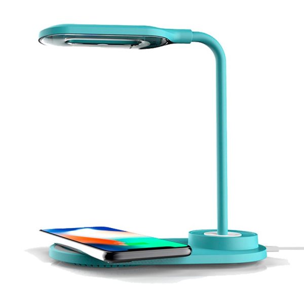 Lámpara LED + Base Carga Inalámbrica Qi COOL Celeste - Image 4