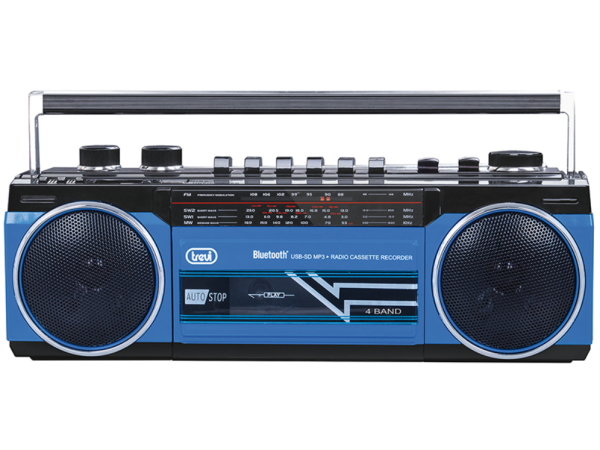 RADIO GRABADORA PORTÁTIL USB SD BLUETOOTH CASSETTE TREVI RR 501 BT AZUL
