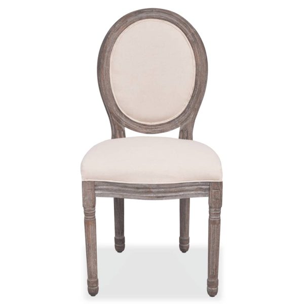 Cadeiras de jantar 6 pcs tecido cor creme - Image 3