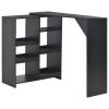 Mesa de bar com prateleira movível preto 138x39x110 cm