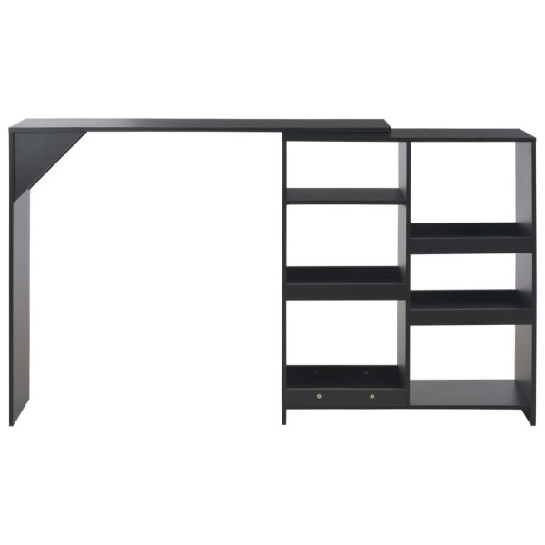 Mesa de bar com prateleira movível preto 138x39x110 cm - Image 3