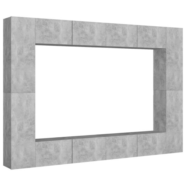 8 pcs conjunto de móveis de TV contraplacado cinzento cimento - Image 2