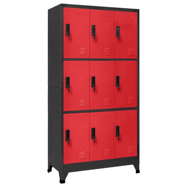 Cacifo aço 90x45x180 cm antracite e vermelho