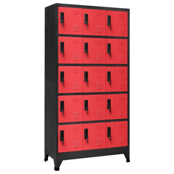 Cacifo 90x40x180 cm aço antracite e vermelho