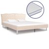 Cama com colchão espuma de memória 180x200 cm tecido bege