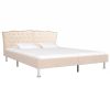 Cama com colchão espuma de memória 180x200 cm tecido bege - Image 2