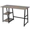 Mesa com 2 prateleiras cinzento e carvalho - Image 3