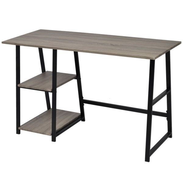 Mesa com 2 prateleiras cinzento e carvalho - Image 3