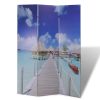 vidaXL Biombo dobrável com estampa de praia 120x170 cm - Image 2