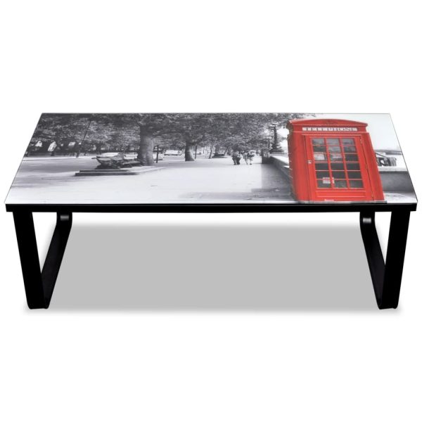 Mesa de centro, tampo de vidro com impressão cabine telefónica - Image 3