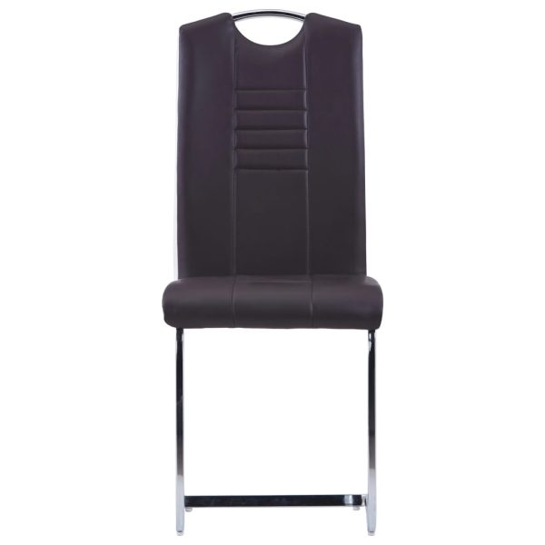 Cadeiras de jantar cantilever 2 pcs couro artificial castanho - Image 3