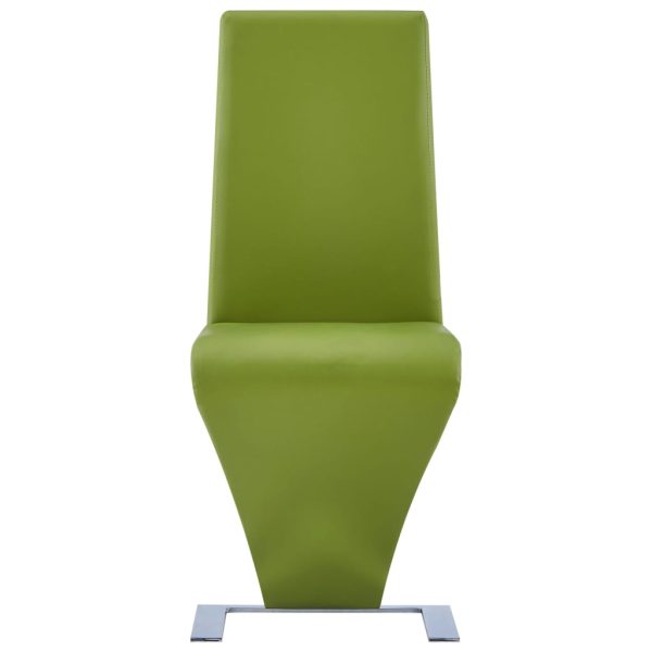 Cadeiras de jantar ziguezague 2 pcs couro artificial verde - Image 3