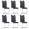 Cadeiras de jantar cantilever 6 pcs couro artificial castanho