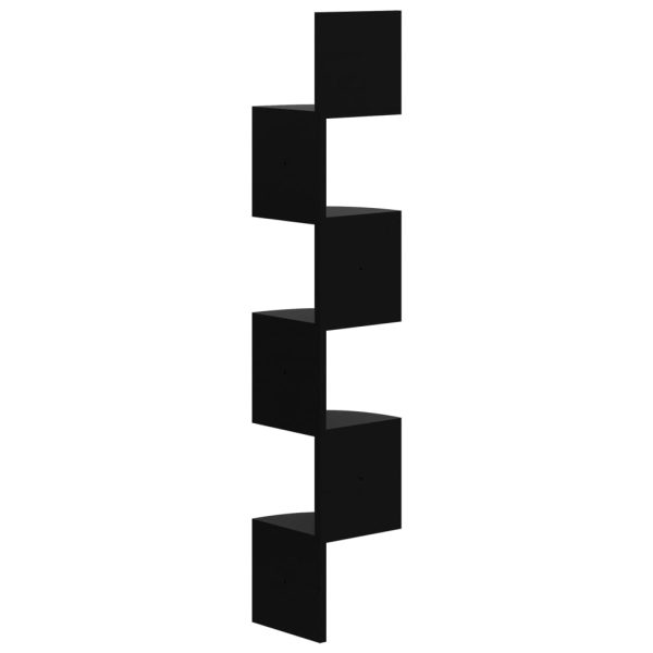 Estante de canto p/ parede derivados madeira preto brilhante - Image 2