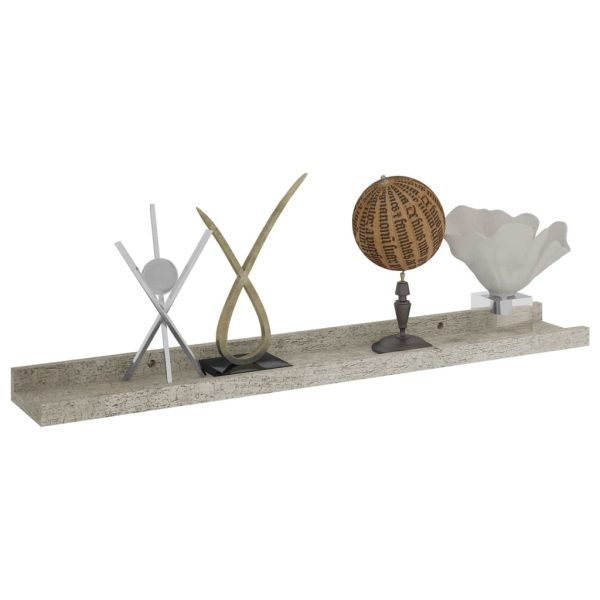 Prateleiras de parede 4 pcs 60x9x3 cm cinzento cimento - Image 2