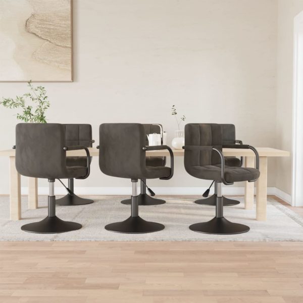 Cadeiras de jantar giratórias 6 pcs veludo cinzento-escuro
