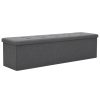 Banco arrumação dobrável linho falso 150x38x38cm cinza escuro
