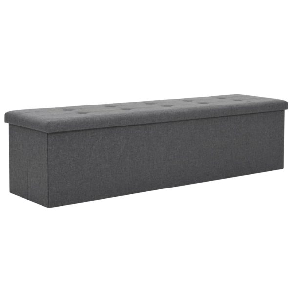 Banco arrumação dobrável linho falso 150x38x38cm cinza escuro