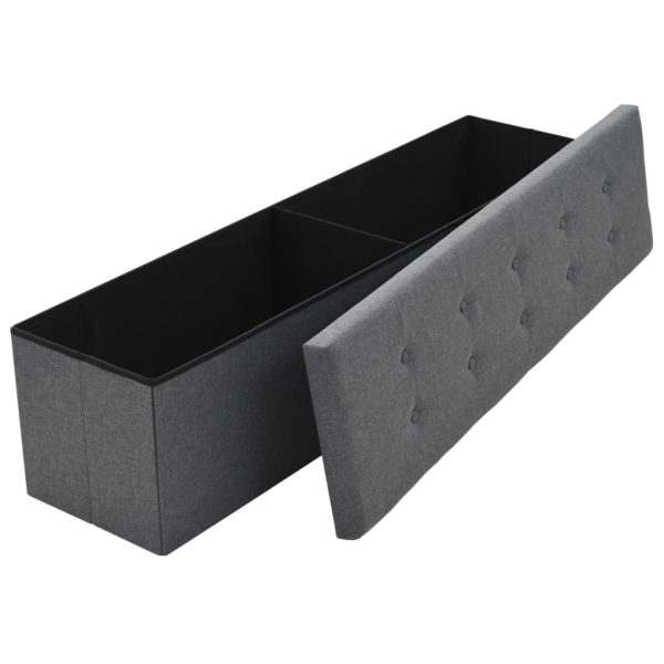 Banco arrumação dobrável linho falso 150x38x38cm cinza escuro - Image 3