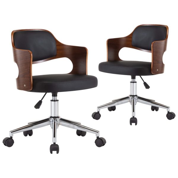 Cadeiras jantar 2 pcs madeira curvada e couro artificial preto - Image 2