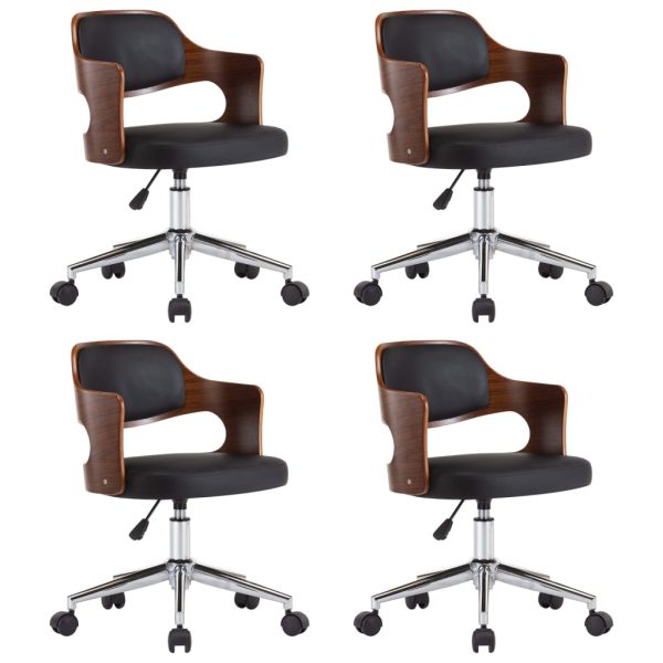 Cadeiras jantar 4 pcs madeira curvada e couro artificial preto - Image 2