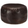 Pufe 60x30 cm couro de cabra genuíno castanho-escuro
