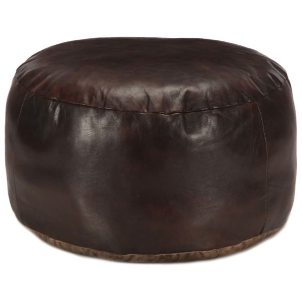 Pufe 60x30 cm couro de cabra genuíno castanho-escuro