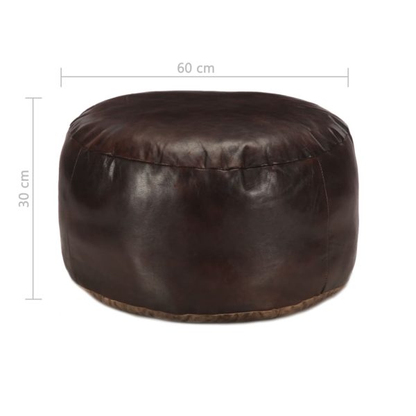 Pufe 60x30 cm couro de cabra genuíno castanho-escuro - Image 3