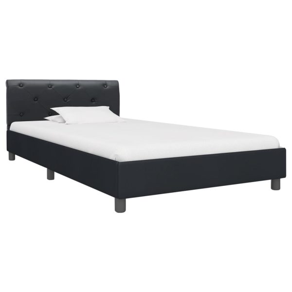 Estrutura de cama 90x200 cm couro artificial preto - Image 2