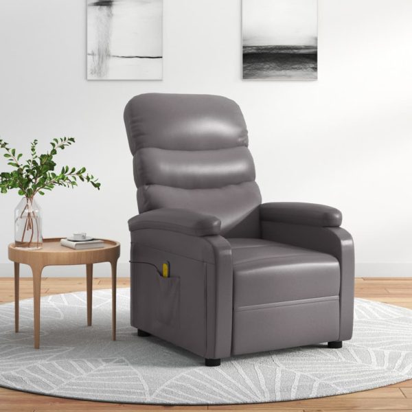 Cadeira de massagens couro artificial cinzento